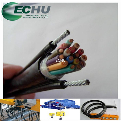 Good price ECHU Гибкий проезжающий кабель Подвесный кабель RVV ((1G) /RVV ((2G) черного цвета со стальной опорой онлайн